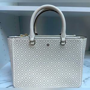 Tory Burch White Laser Cut Bag